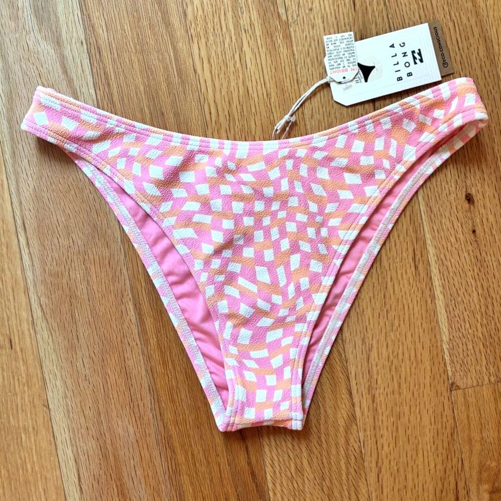 Billabong NWT Pink Check Cheeky Bikini Bottom XL